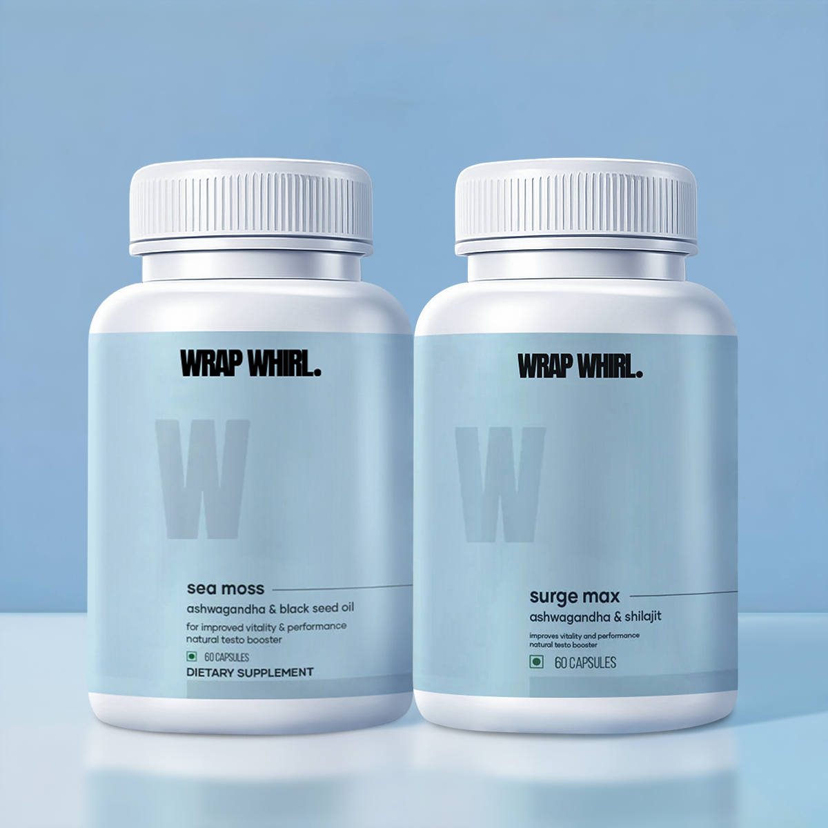 Wrap Whirl By GHCPower Surge Combo: Natural Ashwagandha & Natural Sea Moss Capsules
