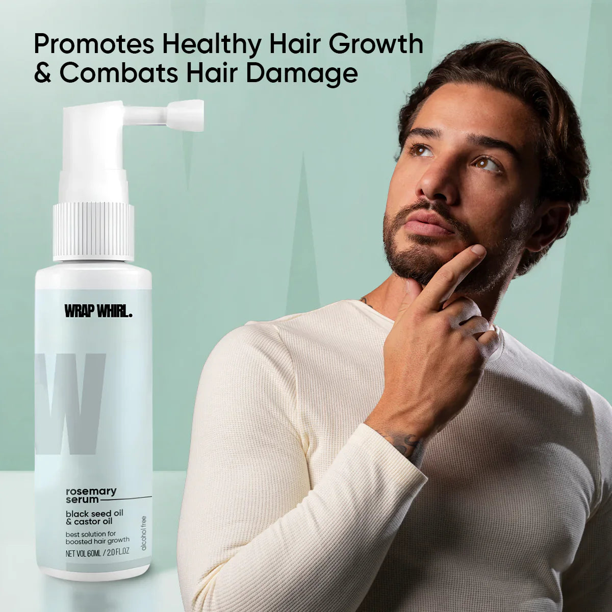 Wrap Whirl Rosemary Hair Growth Serum : Powered With Black Seed Oil, Castor Oil & Redensyl