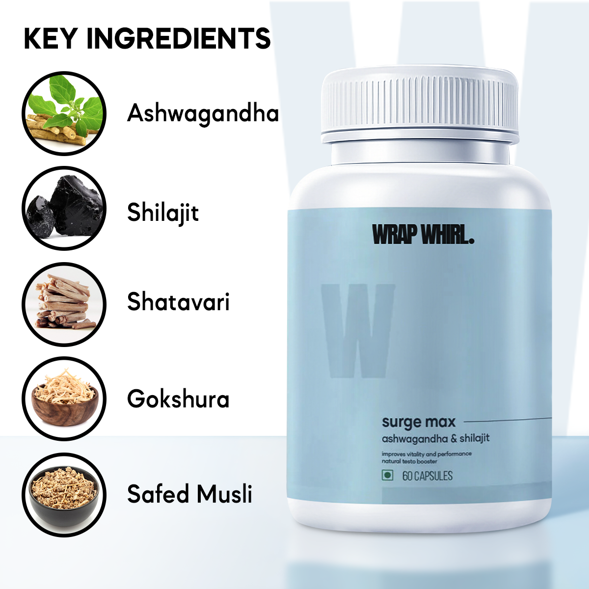 Wrap Whirl Power Pack: Pure Himalayan Shilajit Gold Resin & Natural Ashwagandha Caps