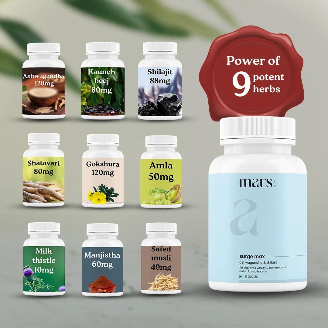 Mars Natural Ashwagandha Caps: Powered with Shilajit & Safed Musli