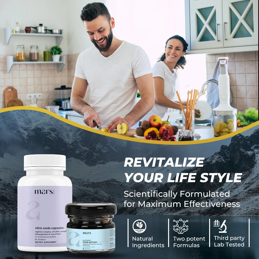 Mars Nitro Boost+ - Pure Himalayan Shilajit Gold Resin & Nitric Oxide Capsules
