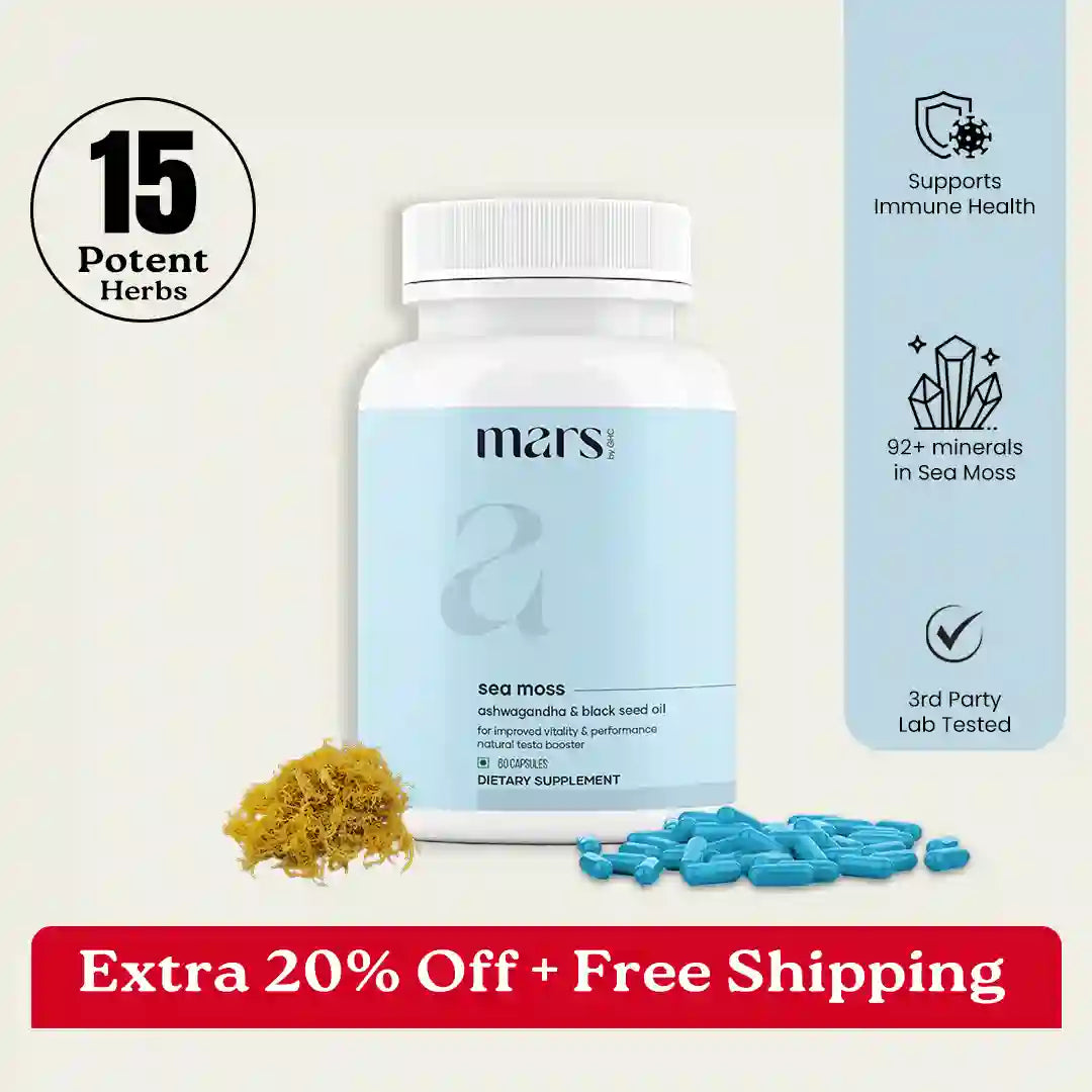 Mars Natural Sea Moss Caps: Powered with Ashwagandha, Black Seed, & Vitamin D3