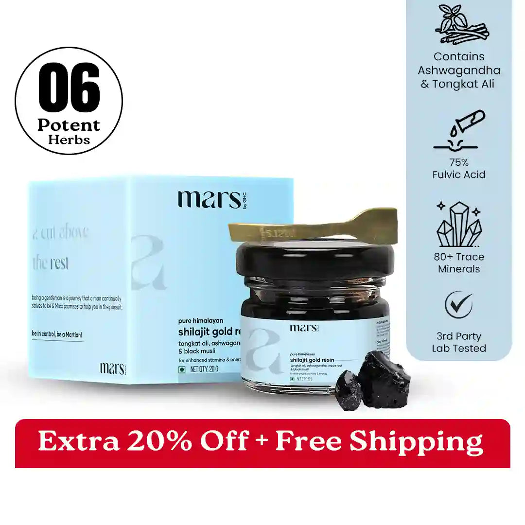Mars Pure Himalayan Shilajit Gold Resin: Powered with Ashwagandha, Maca Root & Black Musli