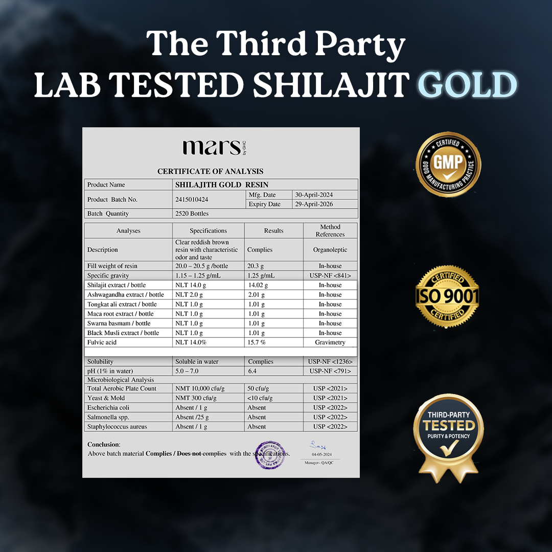 Mars Pure Himalayan Shilajit Gold Resin: Powered with Ashwagandha, Maca Root & Black Musli