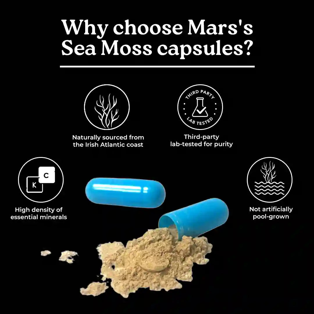 Mars Natural Sea Moss Caps: Powered with Ashwagandha, Black Seed, & Vitamin D3