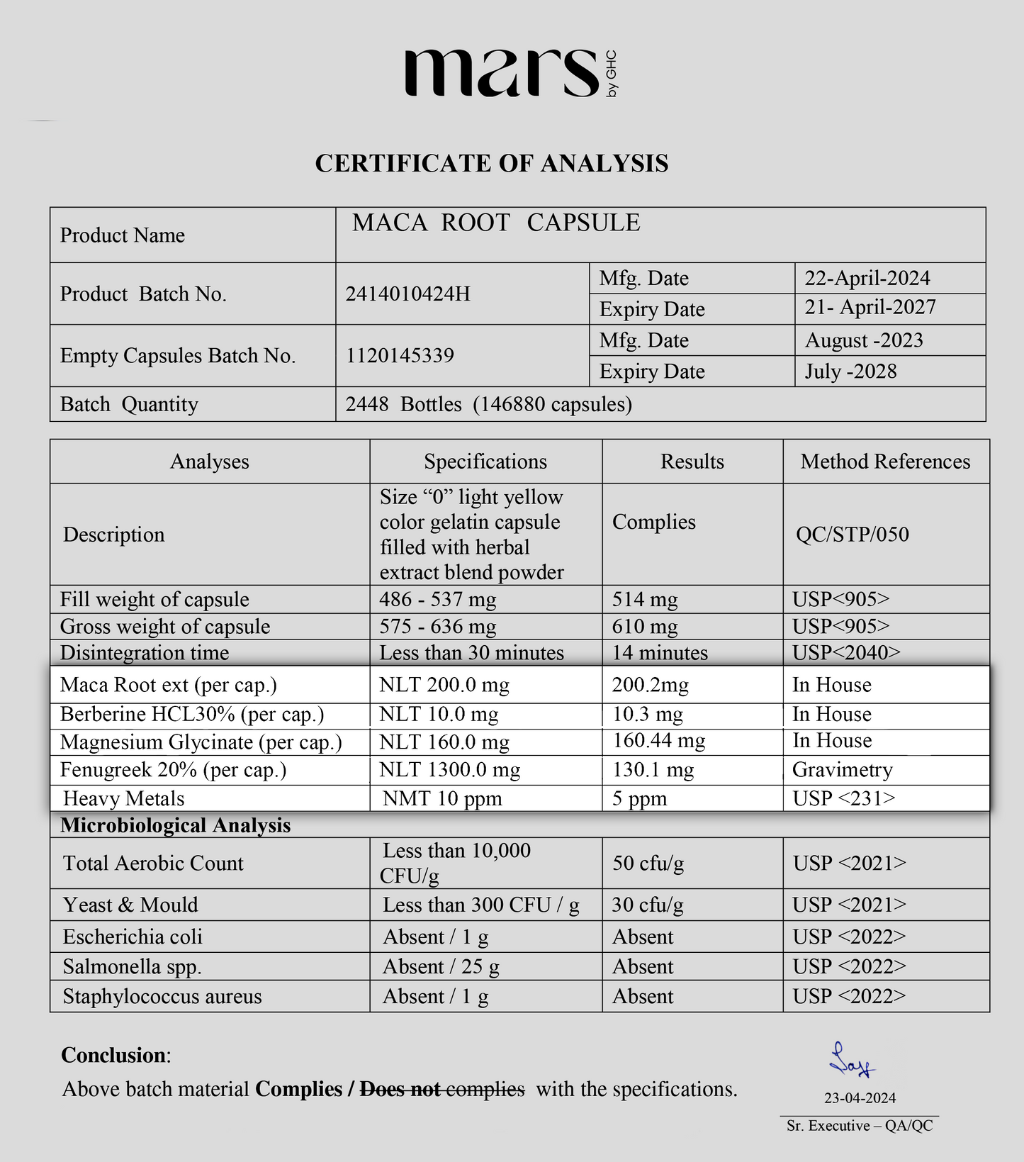 Mars Maca Root Caps (Ginseng): Powered With Magnesium & Berberine