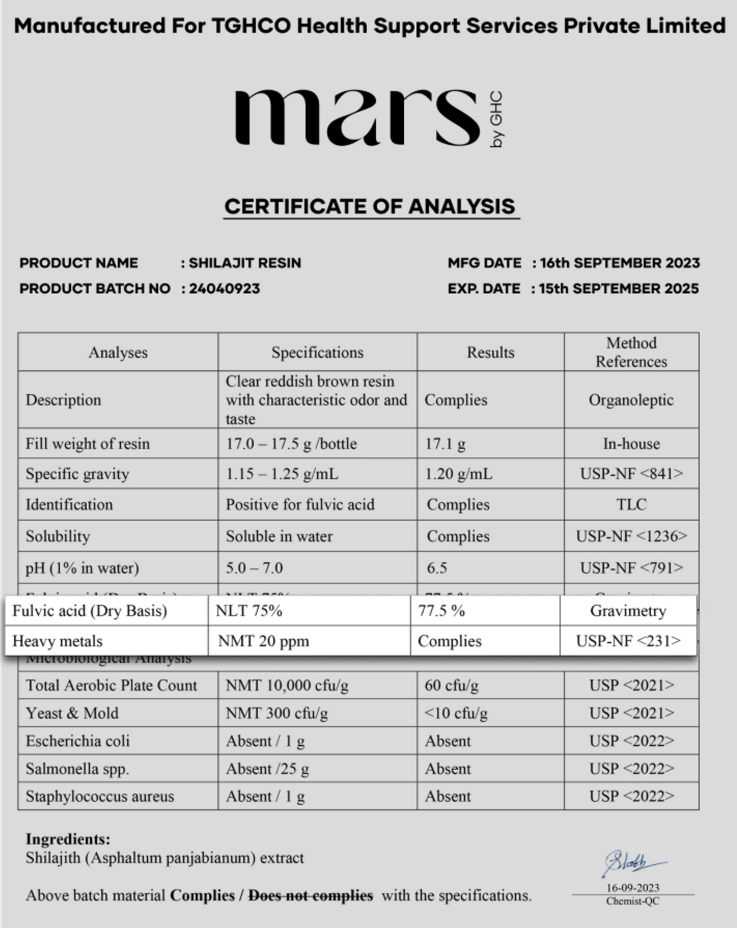 Mars Pure Himalayan Shilajit (Resin) - 15g
