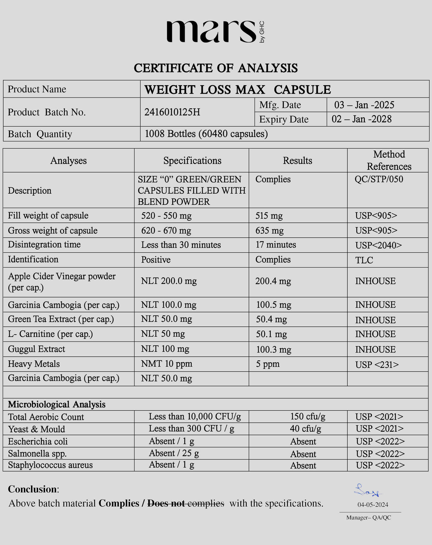 Mars FitMax Capsules: Powered with L-Carnitine, Garcinia Cambogia & Guggul