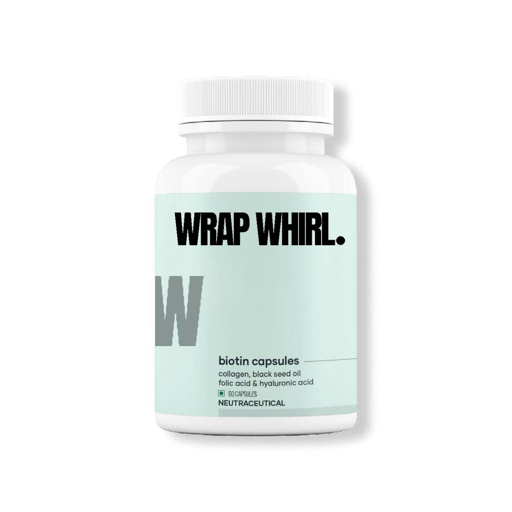 Wrap Whirl Hair Growth Capsules: Powered with Biotin, Collagen, Black Seed Oil & Folic Acid