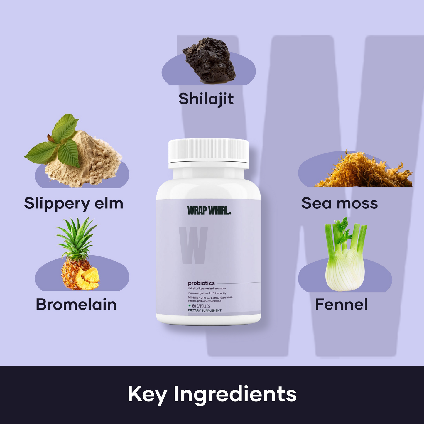 Wrap Whirl Probiotics for Men: Powered with Shilajit, Sea Moss & Slippery Elm