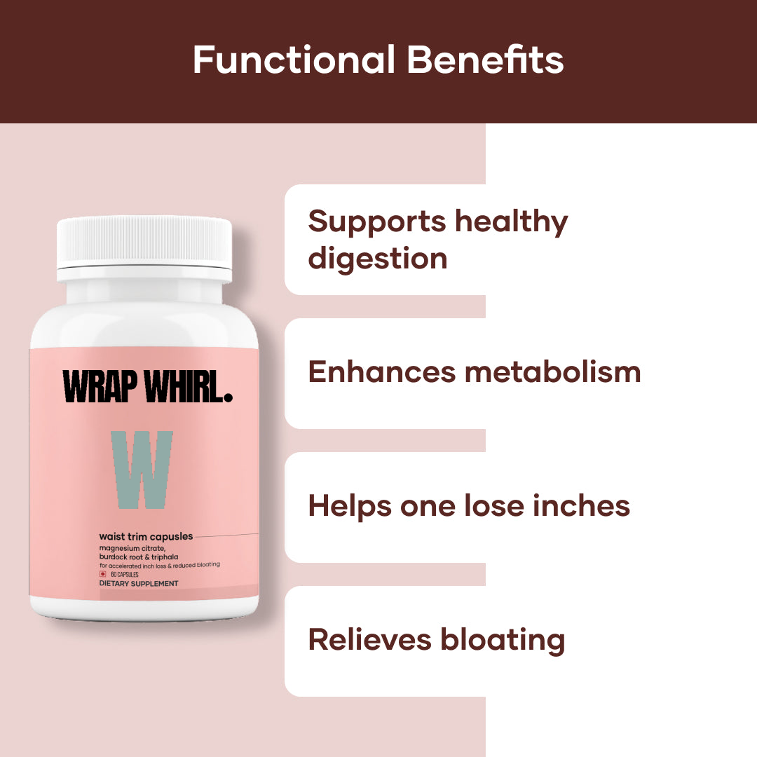 Wrap Whirl Waist Trim Capsules : Powered With Magnesium Citrate, Bentonite Clay & Triphala