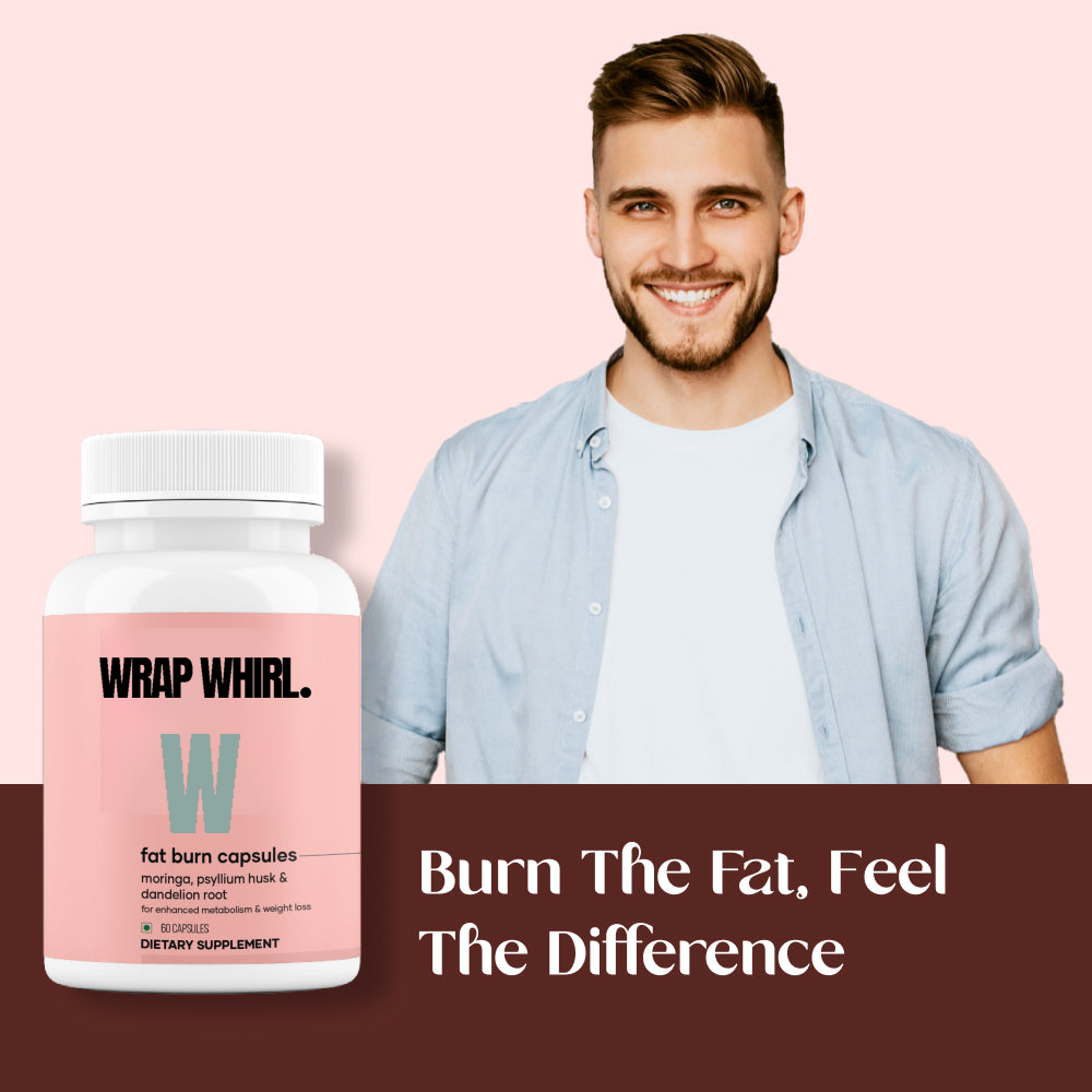 Wrap Whirl Fat Burn Capsules : Powered With Psyllium Husk, Moringa & Dandelion Root