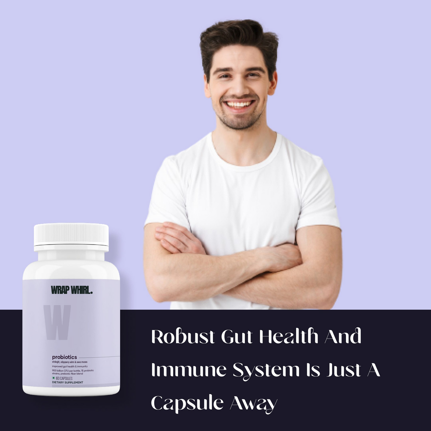 Wrap Whirl Probiotics for Men: Powered with Shilajit, Sea Moss & Slippery Elm