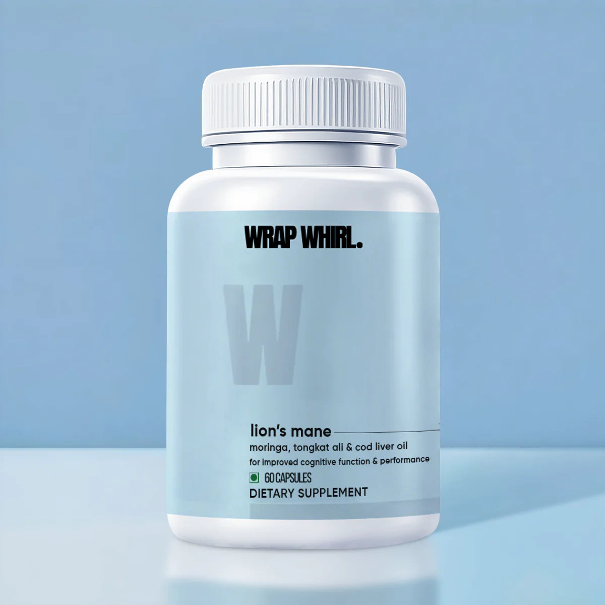 Wrap Whirl Pure Lion's Mane Caps: Powered with Moringa, Tongkat Ali & Cod Liver Oil (60 N)