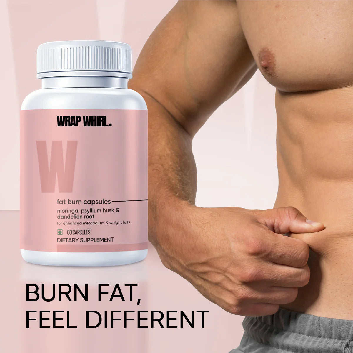 Wrap Whirl Fat Burn Capsules : Powered With Psyllium Husk, Moringa & Dandelion Root