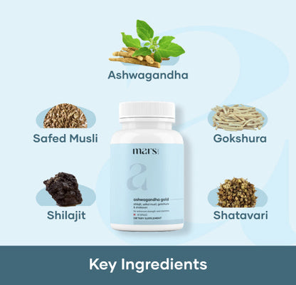 Mars Ashwagandha Gold – Energy, Strength, and Endurance Formula Powered with Shilajit & Gokshura