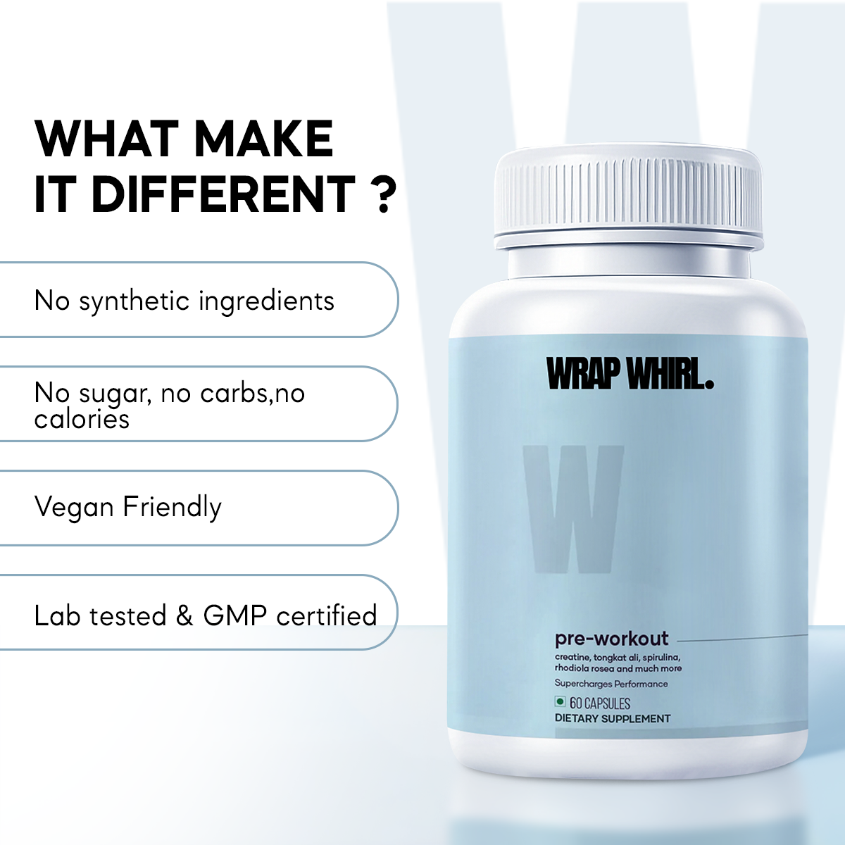 Wrap Whirl Pre-Workout Capsules : Powered With Creatine & Spirulina