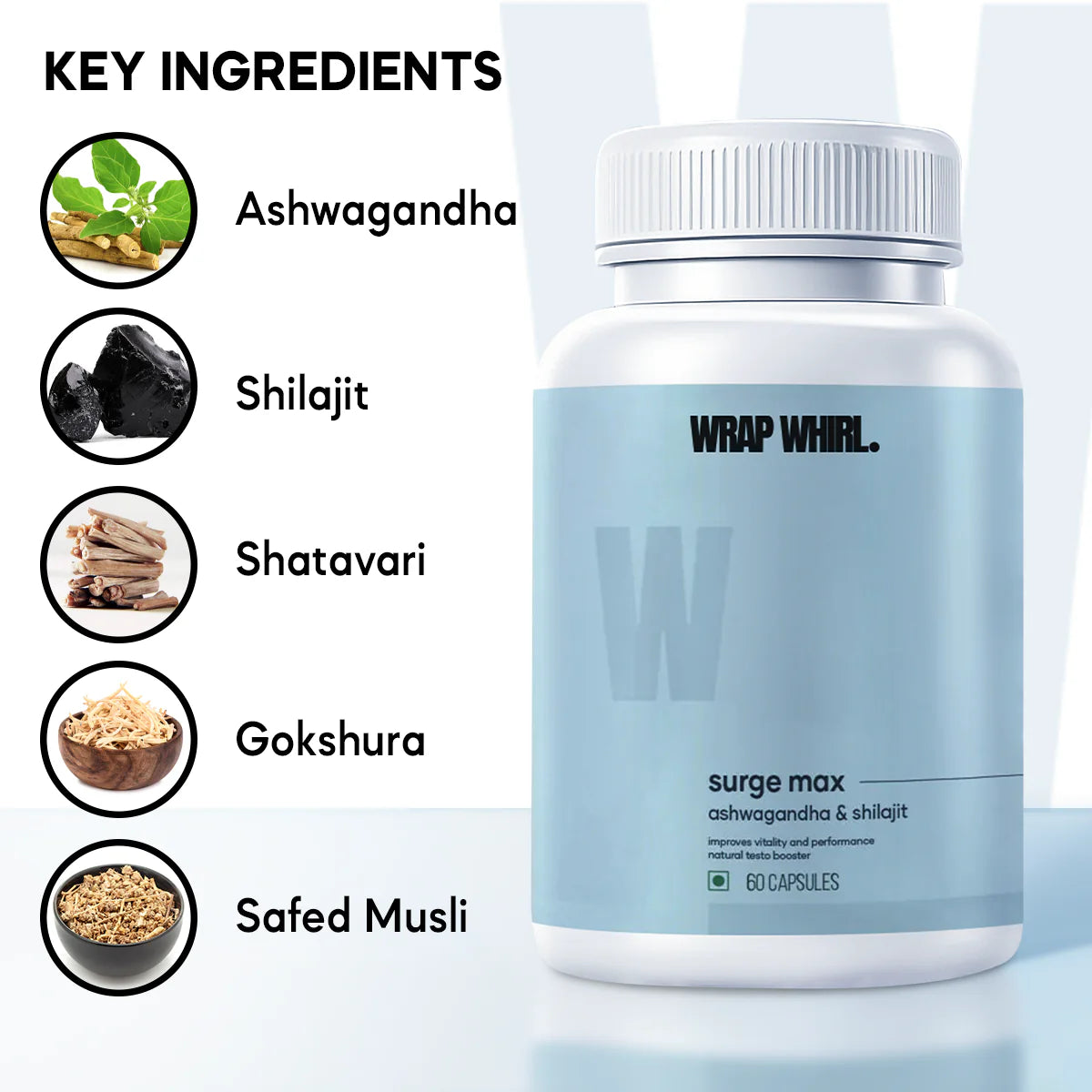 Wrap Whirl Power Pack: Pure Himalayan Shilajit Gold Resin & Natural Ashwagandha Caps