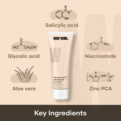 Salicylic Acid Clear Skin Gel: With Niacinamide, Glycolic Acid (AHA BHA)