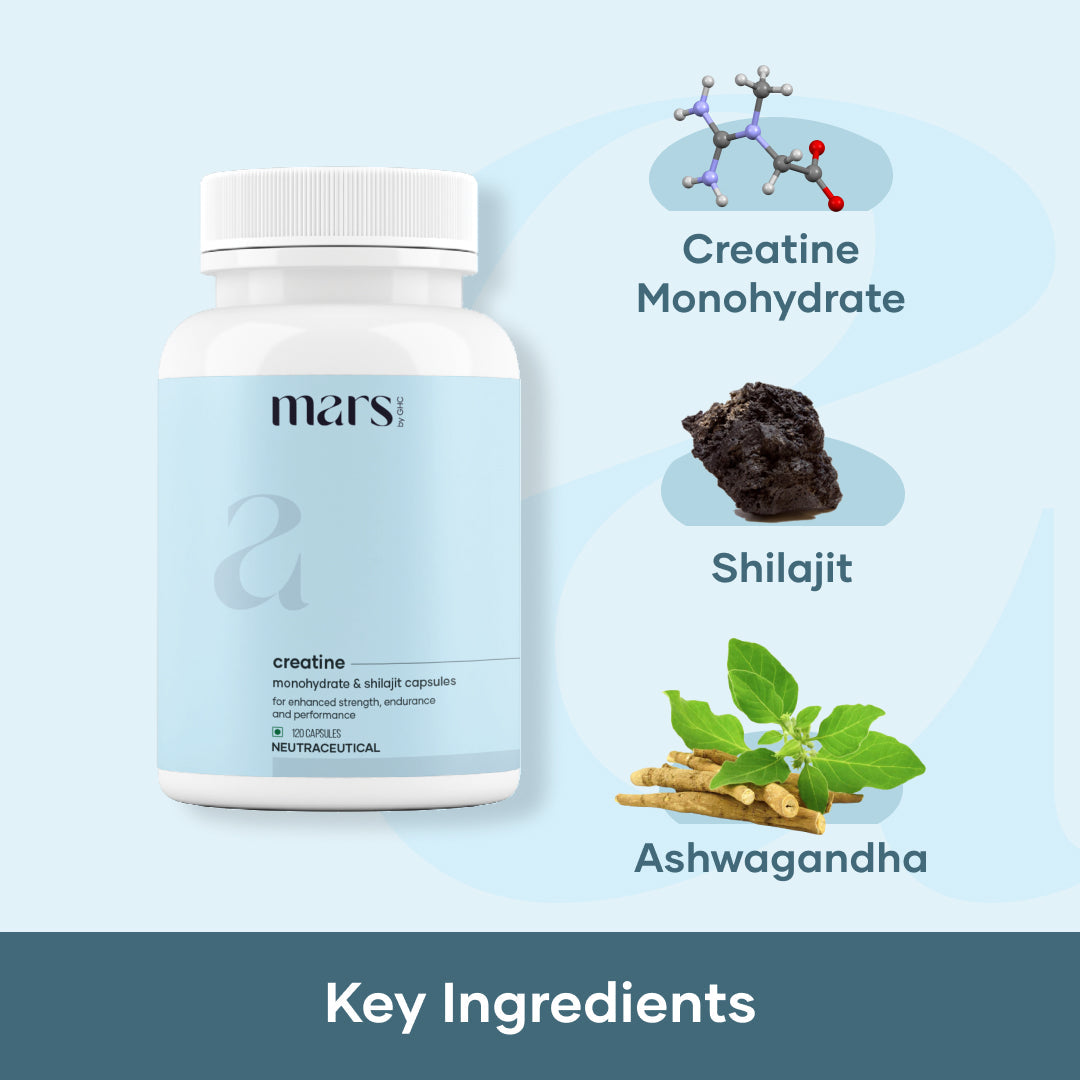 Mars Micronized Creatina Monohidrato Caps: Potenciado con Shilajit (120 N)