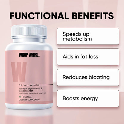 Wrap Whirl. BurnIt Capsules: Powered With Psyllium Husk, Moringa & Dandelion Root