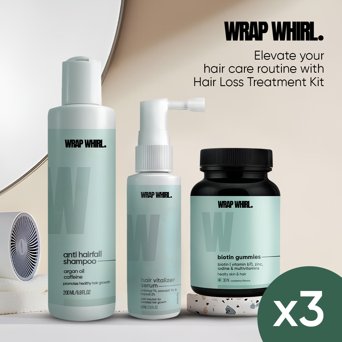 Wrap Whirl Hair Loss Treatment Kit (1 Month Pack)