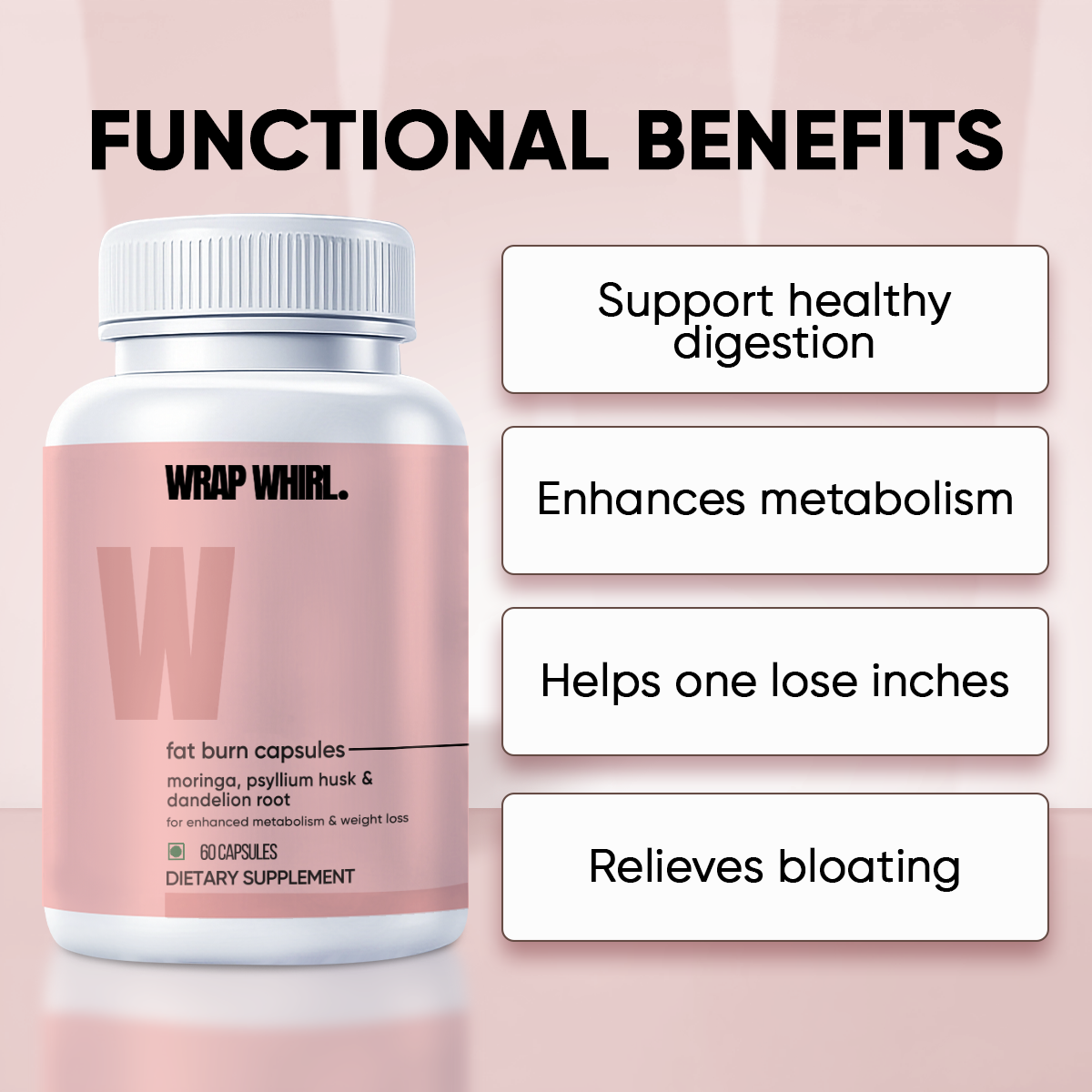 Wrap Whirl Waist Trim Capsules : Powered With Magnesium Citrate, Bentonite Clay & Triphala