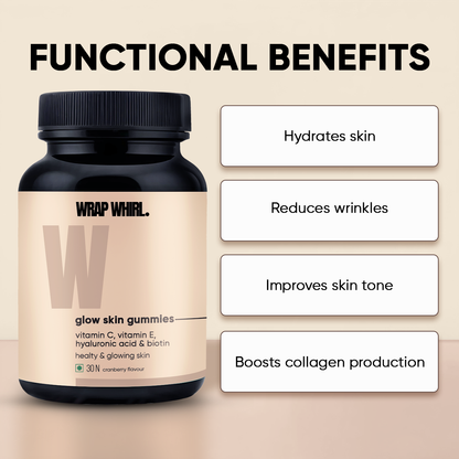 Wrap Whirl Vitamin C Gloww Gummies: Powered with Hyaluronic Acid