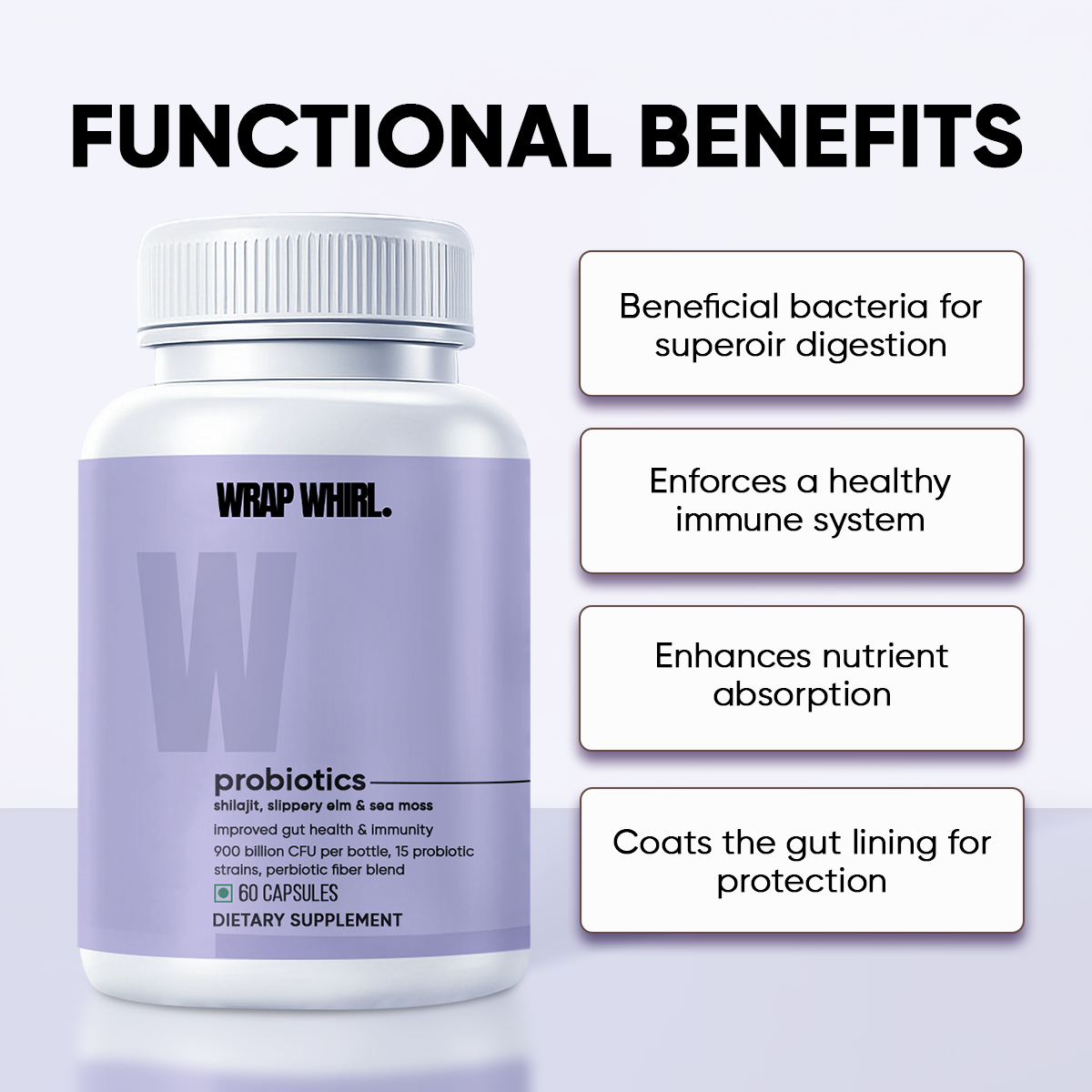 Wrap Whirl Probiotics for Men: Powered with Shilajit, Sea Moss & Slippery Elm