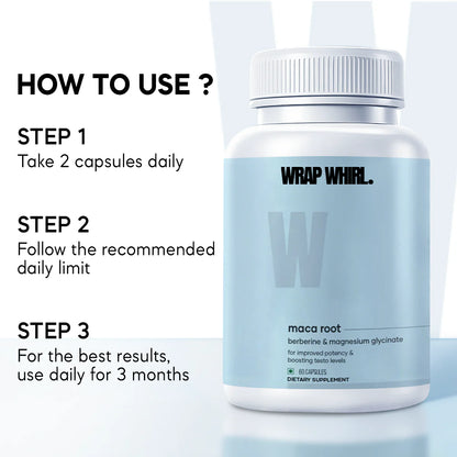 Wrap Whirl Maca Root Caps (Ginseng): Powered With Magnesium & Berberine