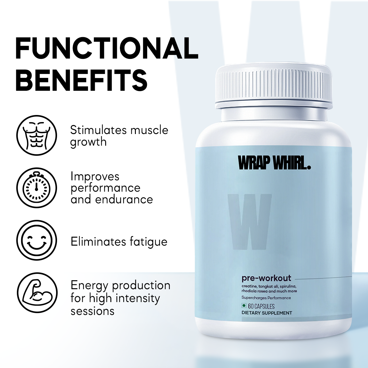 Wrap Whirl Pre-Workout Capsules : Powered With Creatine & Spirulina