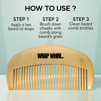 Wooden Beard Comb | Made With Neem Wood | Better Beard Shape | Pocket Size | Dandruff control Itch free beard