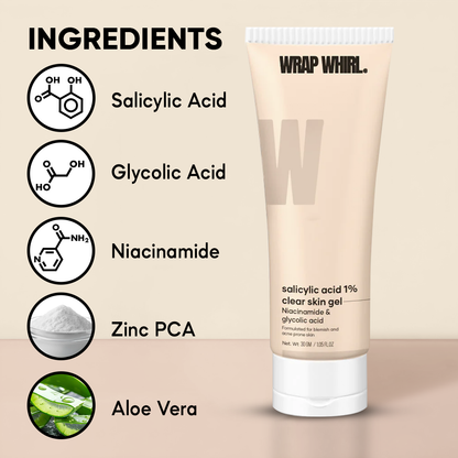 Salicylic Acid Clear Skin Gel: With Niacinamide, Glycolic Acid (AHA BHA)