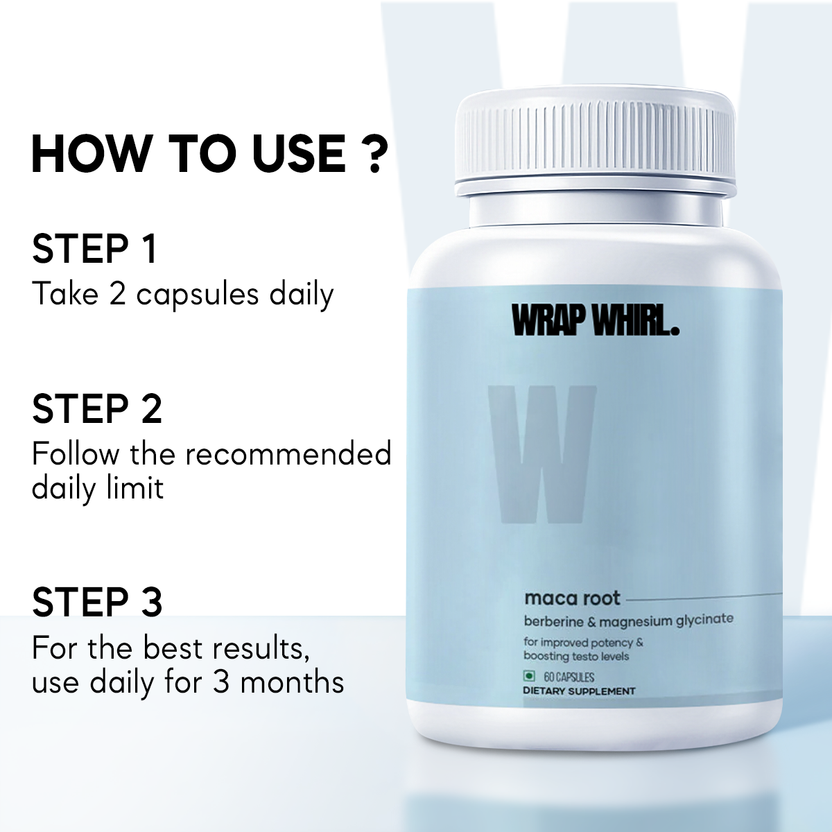 Wrap Whirl Maca Root Caps (Ginseng): Powered With Magnesium & Berberine