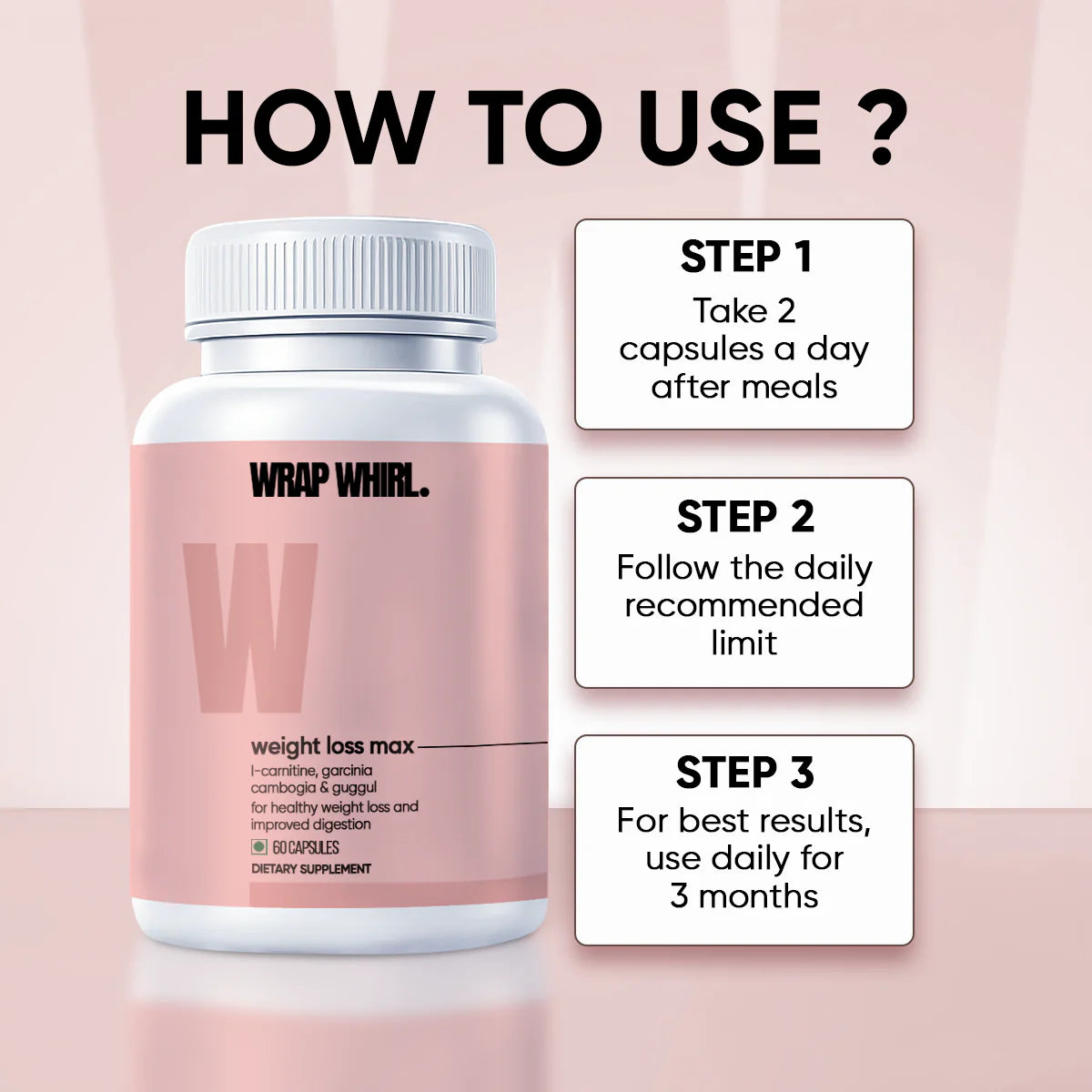 Wrap Whirl FitMax Capsules: Powered with L-Carnitine, Garcinia Cambogia & Guggul