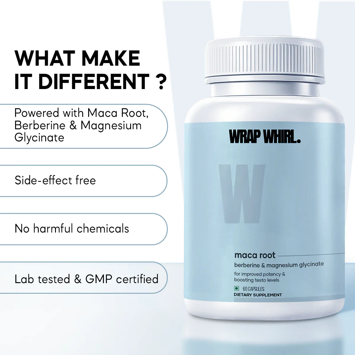 Wrap Whirl Maca Root Caps (Ginseng): Powered With Magnesium & Berberine