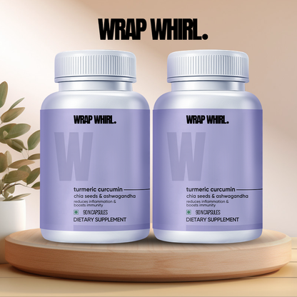 Wrap Whirl Turmeric Curcumin Caps: Powered with Chia Seeds & Ashwagandha