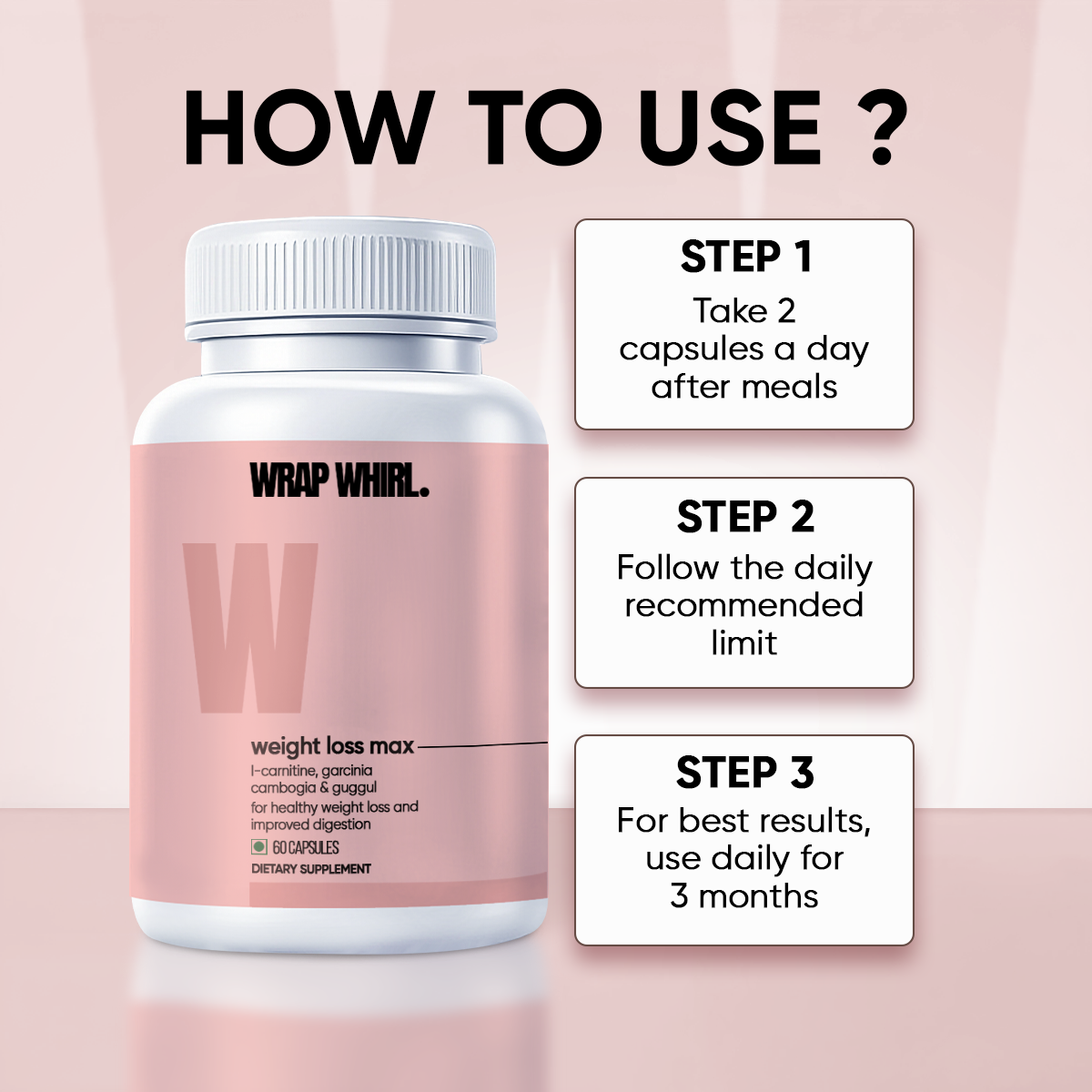 Wrap Whirl Weight Loss Max: Powered with L-Carnitine, Garcinia Cambogia & Guggul