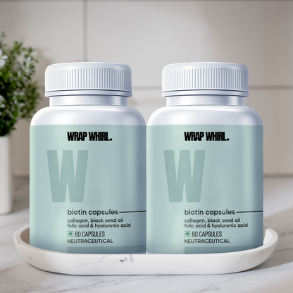 Wrap Whirl Hair Growth Capsules: Powered with Biotin, Collagen, Black Seed Oil & Folic Acid