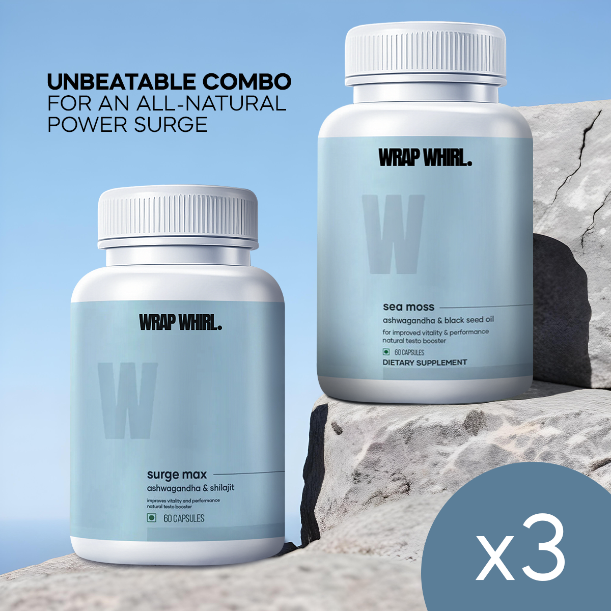 Power Surge Combo: Natural Ashwagandha & Natural Sea Moss Capsules