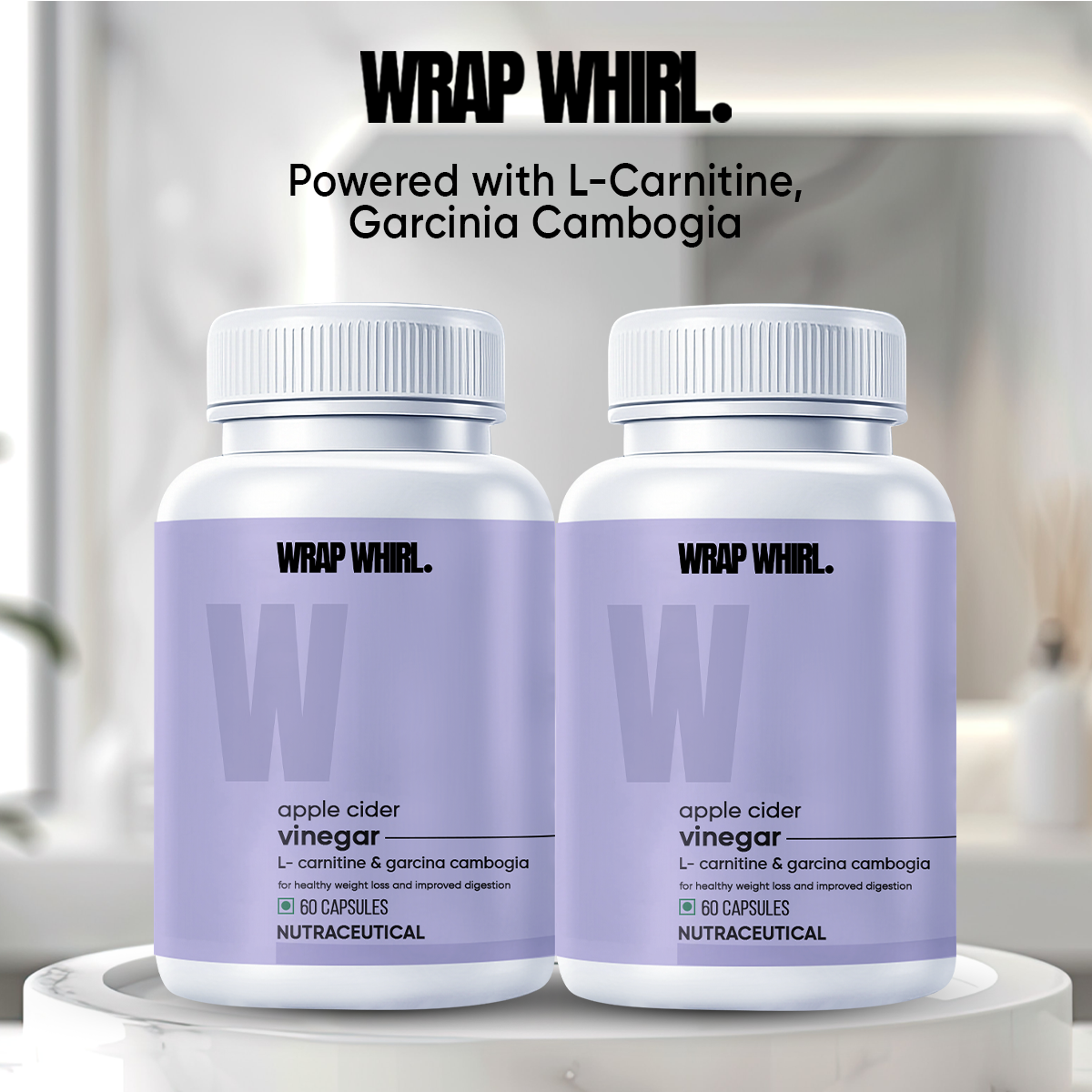 Wrap Whirl Apple Cider Vinegar Caps: Powered with L-Carnitine, Garcinia Cambogia