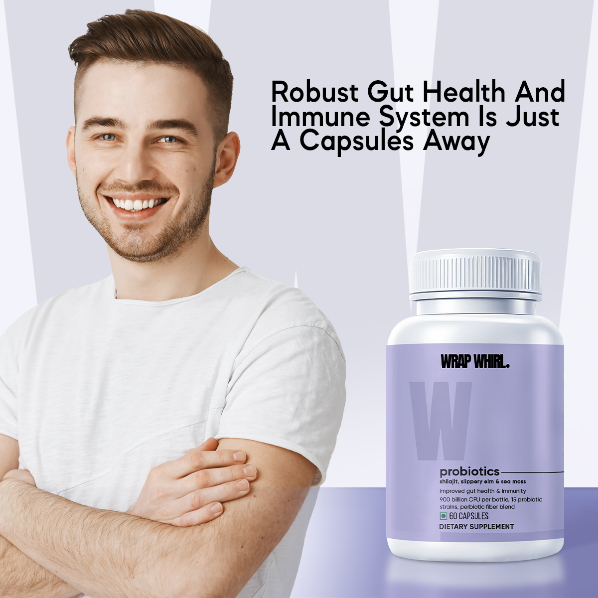 Wrap Whirl Probiotics for Men: Powered with Shilajit, Sea Moss & Slippery Elm