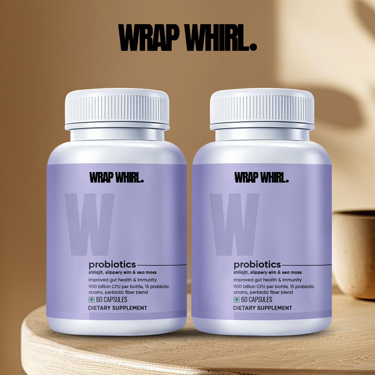 Wrap Whirl Probiotics for Men: Powered with Shilajit, Sea Moss & Slippery Elm