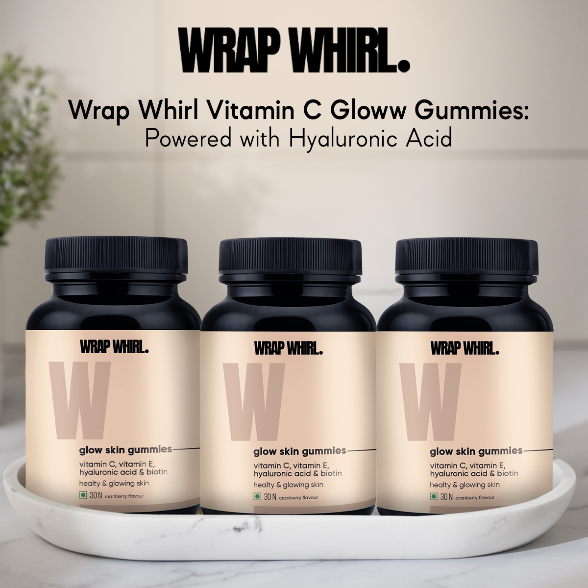 Wrap Whirl Vitamin C Gloww Gummies: Powered with Hyaluronic Acid