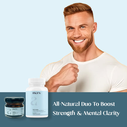 Mars Strength Max Combo: Pure Himalayan Shilajit & Lion’s Mane Caps Powered With Tongkat Ali