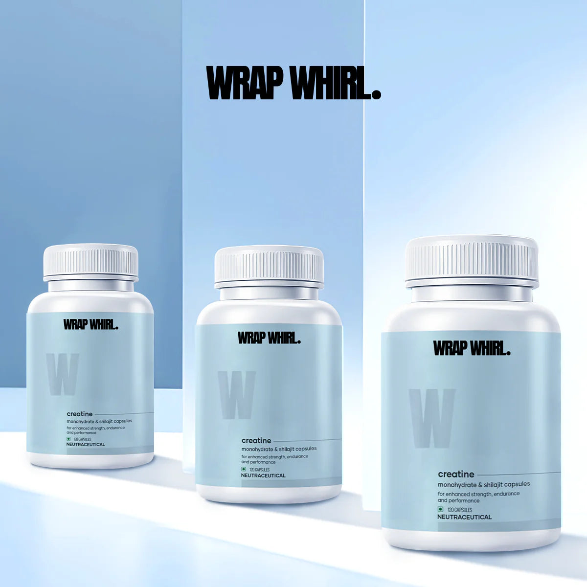 Wrap Whirl Micronized Creatine Monohydrate Caps: Powered with Shilajit (120 N)