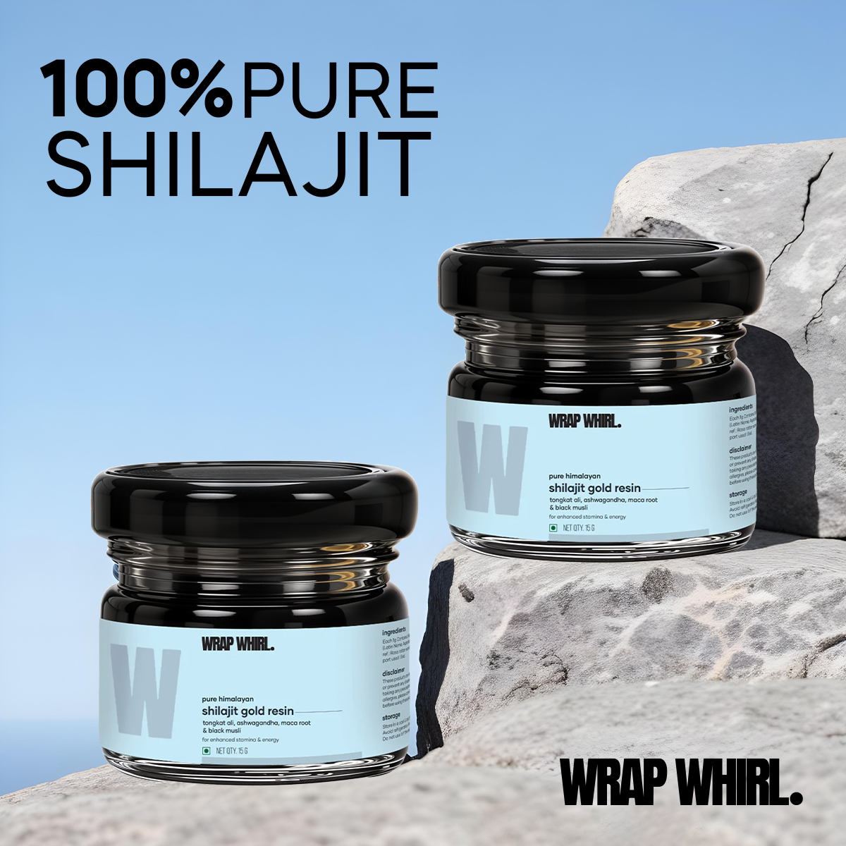 Wrap Whirl Pure Himalayan Shilajit Gold Resin: Powered with Ashwagandha, Maca Root & Black Musli