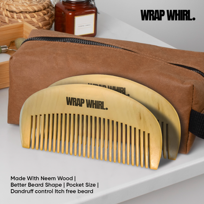 Wooden Beard Comb | Made With Neem Wood | Better Beard Shape | Pocket Size | Dandruff control Itch free beard