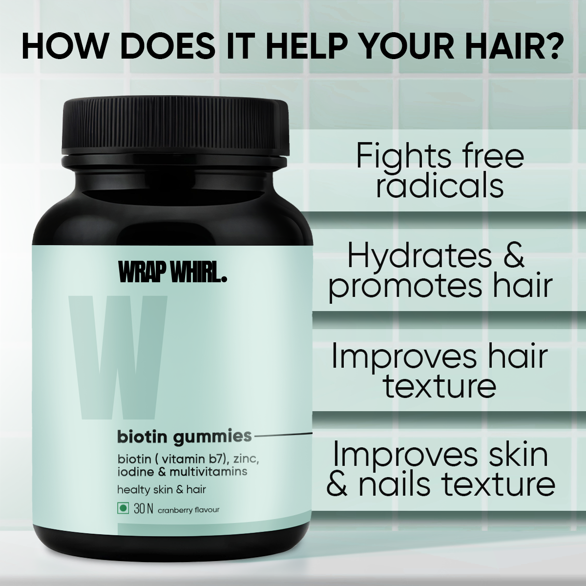 Biotin Gummies for Hair with Zinc - (30 N)