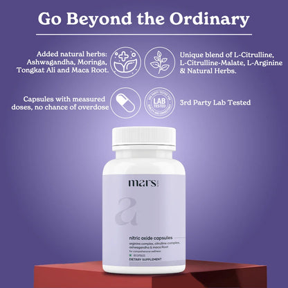 Mars Nitro Boost+ - Pure Himalayan Shilajit Gold Resin & Nitric Oxide Capsules